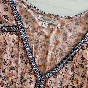 Patrons of Peace Floral Blouse - Pink and Blue Accents